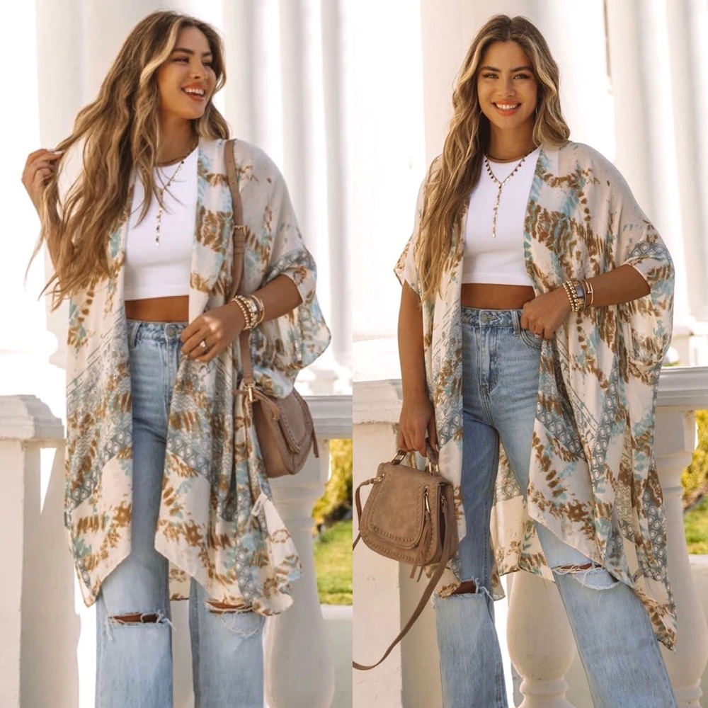 Multicolor Mix Print Lightweight Kimono